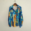 Women's Lapel Collar Printed Long Sleeve Shirt - Vibrant Colorful Pattern Button-Up Blouse Stylish Spring&Summer Vacation Top