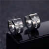 Titanium steel engraved cross stud earrings