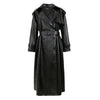 Black Windbreaker High-grade Long Tall PU Leather Jacket Overcoat