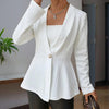 Women's Elegant V-Neck Long Sleeve Textured Beaded Button - Casual Spring & Fall Jacket