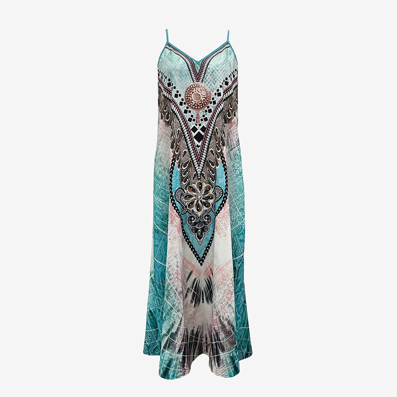 Women's Long Sleeve V-Neck Print Loose Two-Piece Dress Casual Elegant Spring&Autumn Outfit
