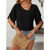 Womens Tops Dressy Casual 3 4 Sleeve Asymmetrical V Neck Work Shirts Blouses