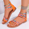 Women's Flat plus size Sandals 2025 New Summer Sandals Bohemian Ethnic Style Round-toe Fashion Outfit