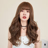 Wig Women's Long Hair Full Head Cover Large Wave Long Curly Hair Cyber Celebrity Cartoon Bangs Face Realistic Natural Wig Cover