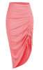 Women's Sexy Ruched Midi Skirts, Bodycon Elasticity Tight Casual Club Asymmetrical Skirt