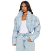 Quilted Scarf Stand Collar Pocket Long Sleeve Blooming Color Matching Short Cotton-padded Coat Coat For Women