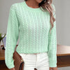 Womens Textured Long Sleeve Sweater Crewneck Pullover Dressy Casual Tops 2025 Fall Trendy Outfits