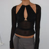 Hollow Out Irregular Slim-fit Slimming Long Sleeve Top