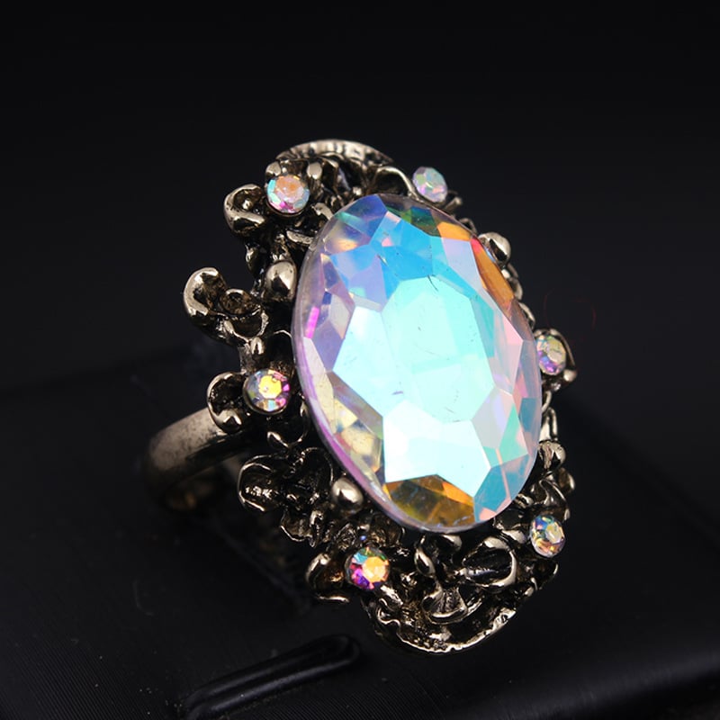 Crystal adjustable ring for women