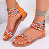 Women's Flat plus size Sandals 2025 New Summer Sandals Bohemian Ethnic Style Round-toe Fashion Outfit