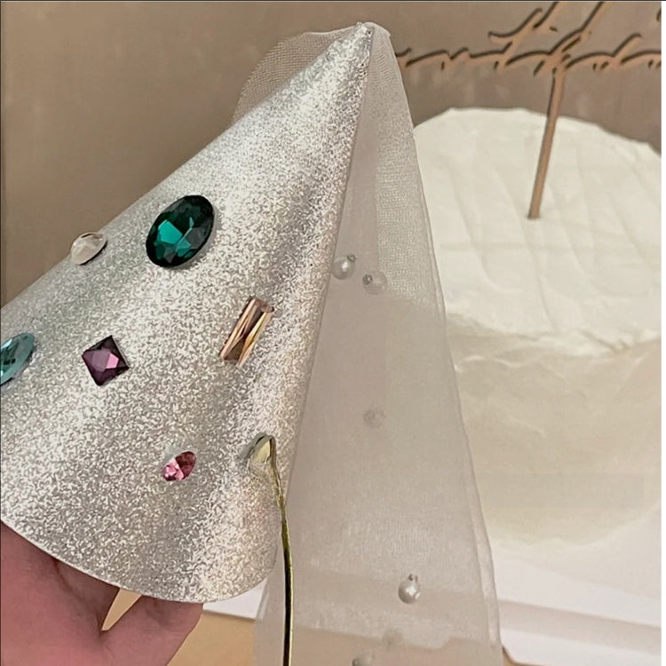 Color Diamond Princess Cap Triangle Cap Children's Festival One-year-old Party Venue Atmosphere Photo Props