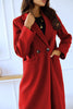 Simple Double Breasted Long Sleeve Lapel Button Woolen Coat