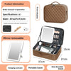The makeup bag comes with a mirror and a lamp