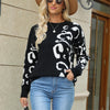 Round Neck Pullover Leopard Print Long Sleeve Mid-length Sweater