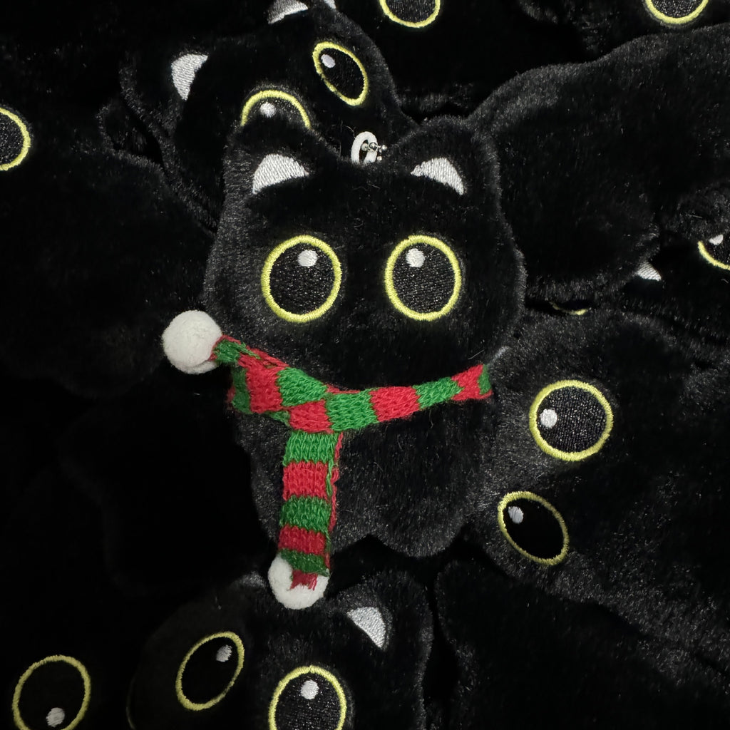 Cute Squeaking Black Cat Plush Doll Keychain Pendant