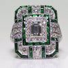 Artificial zircon ring with slightly set diamonds