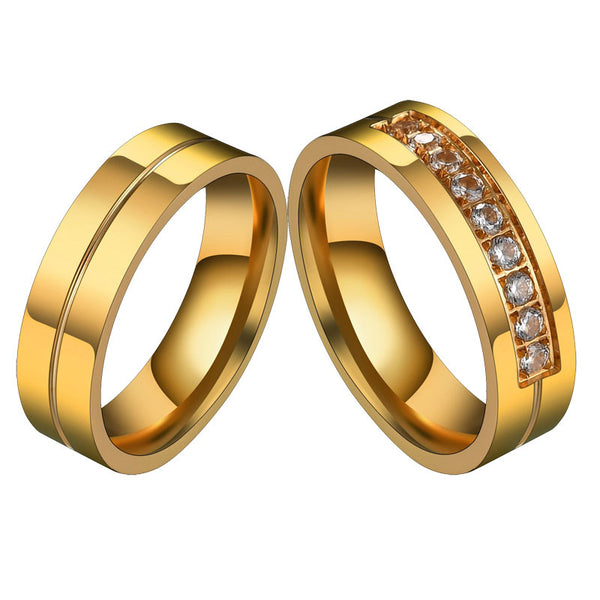 Zirconia diamond set stainless steel ring