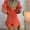 Women's Solid Color Lapel Short Sleeve Shorts Set - Button-Up Casual Two-Piece Outfit With Pocketed Shorts Summer Minimalist Outfit