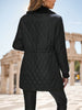 Casual Winter Clothes Contrast-Color Fur Collar Drawstring Waist Padded Padded Coat
