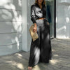 Women's Plus Size Elegant Pant Set - Crisscross Detail Top & Wide Leg Pants With Pockets Office & Casual Outfit