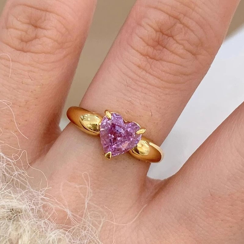 Heart-shaped Purple Flame-Defying Female Ring
