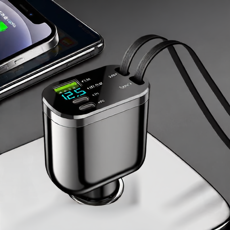 Folding double telescopic wire for cigarette lighter
