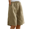 Women's Casual High Waist Loose Fit Solid Color Shorts - Button & Elastic Waist With Pockets, Comfortable Summer Shorts