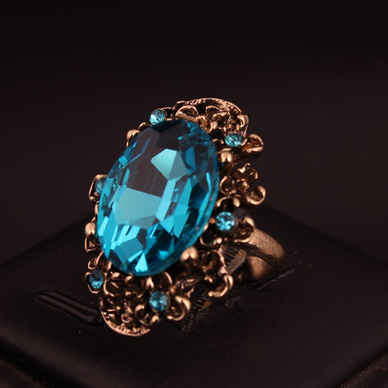 Crystal adjustable ring for women