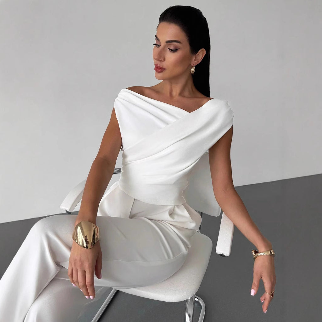 Fashion Personality Solid Color Sleeveless T-shirt For Women