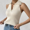 Ladies' Fashionable Casual Solid Color Lapel Halter Vest Top