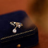 Fashionable artificial pearl zircon flower ring
