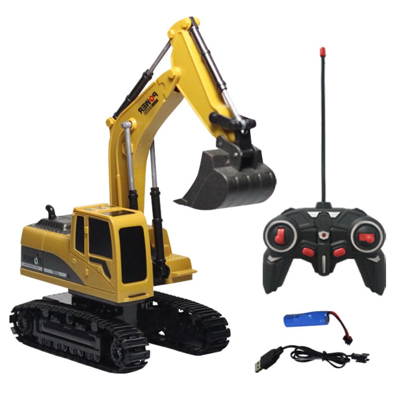 children's remote control excavator engineering vehicle alloy digging dump truck bulldozer toys