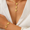 European and American three-dimensional flower tassel round snake chain Japanese and Korean new fashion stainless steel long temperament pendant suit