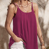 Women's New Solid Color Versatile Vacation Style Front Pleated Thin Suspender A-line Hem Vest