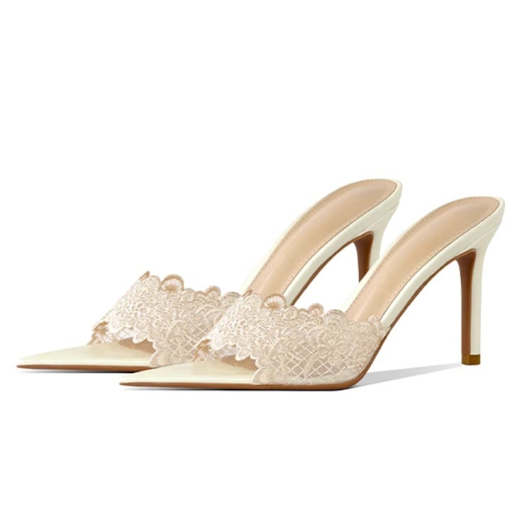 lace high heel slippers