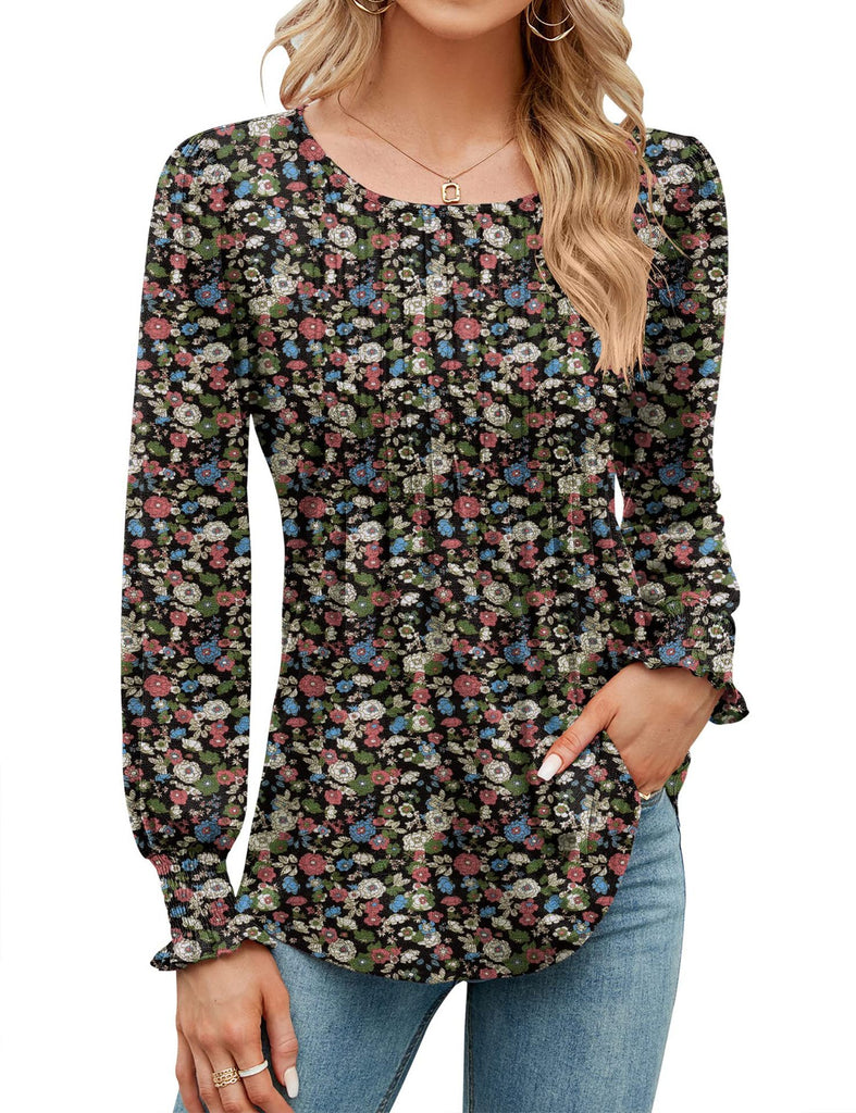 Women's Solid Color Casual Puff Sleeve Round Neck Top