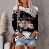 Round Neck Christmas T-shirt Printed Long Sleeve Top