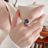 New Adjustable Zircon Crystal Square Circle Opening Ring