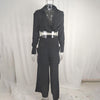 Women's Plus Size Elegant Pant Set - Crisscross Detail Top & Wide Leg Pants With Pockets Office & Casual Outfit