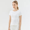 Mesh Stitching Yoga Short-sleeved Sports T-shirt Women's Round Neck Top