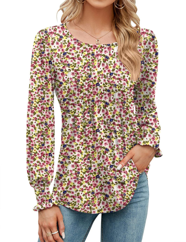 Women's Solid Color Casual Puff Sleeve Round Neck Top
