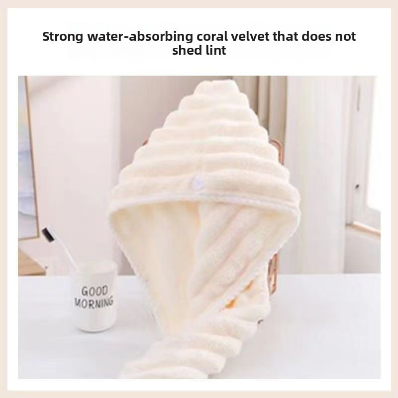Women's Quick-dry Coral Velvet Hair Drying Hat with Wavy Pattern