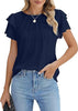 Summer Pleated Short Sleeve Round Neck Top Business Work Shirt
