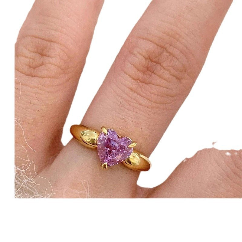 Heart-shaped Purple Flame-Defying Female Ring