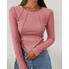 Women Long Sleeve T Shirts Crewneck Slim Fit Tops Going Out Fall Fashion Basic Tee