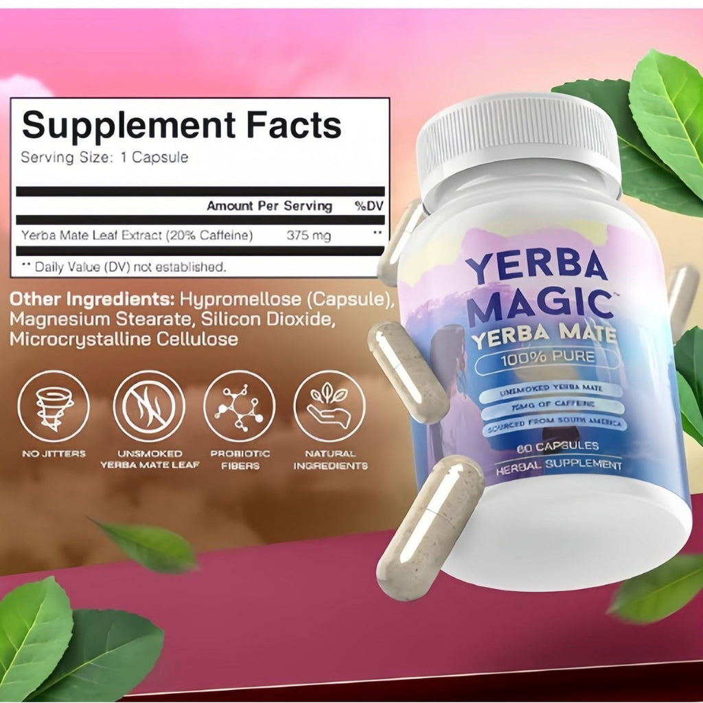 Yerba mate tea capsule bottle