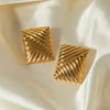 Stainless steel striped symmetrical earrings with a simple and niche design and fashionable stud earrings